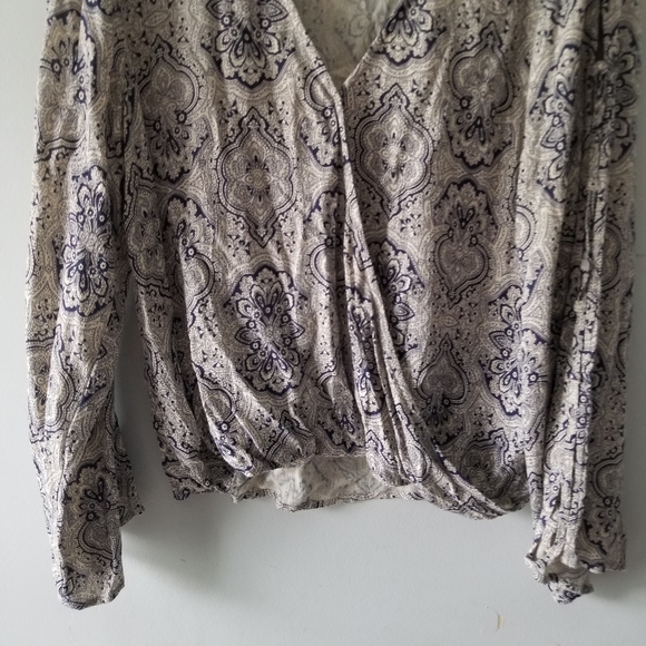 Altard State Paisley Boho Lace Up Sleeve Top Medium - Picture 6 of 10